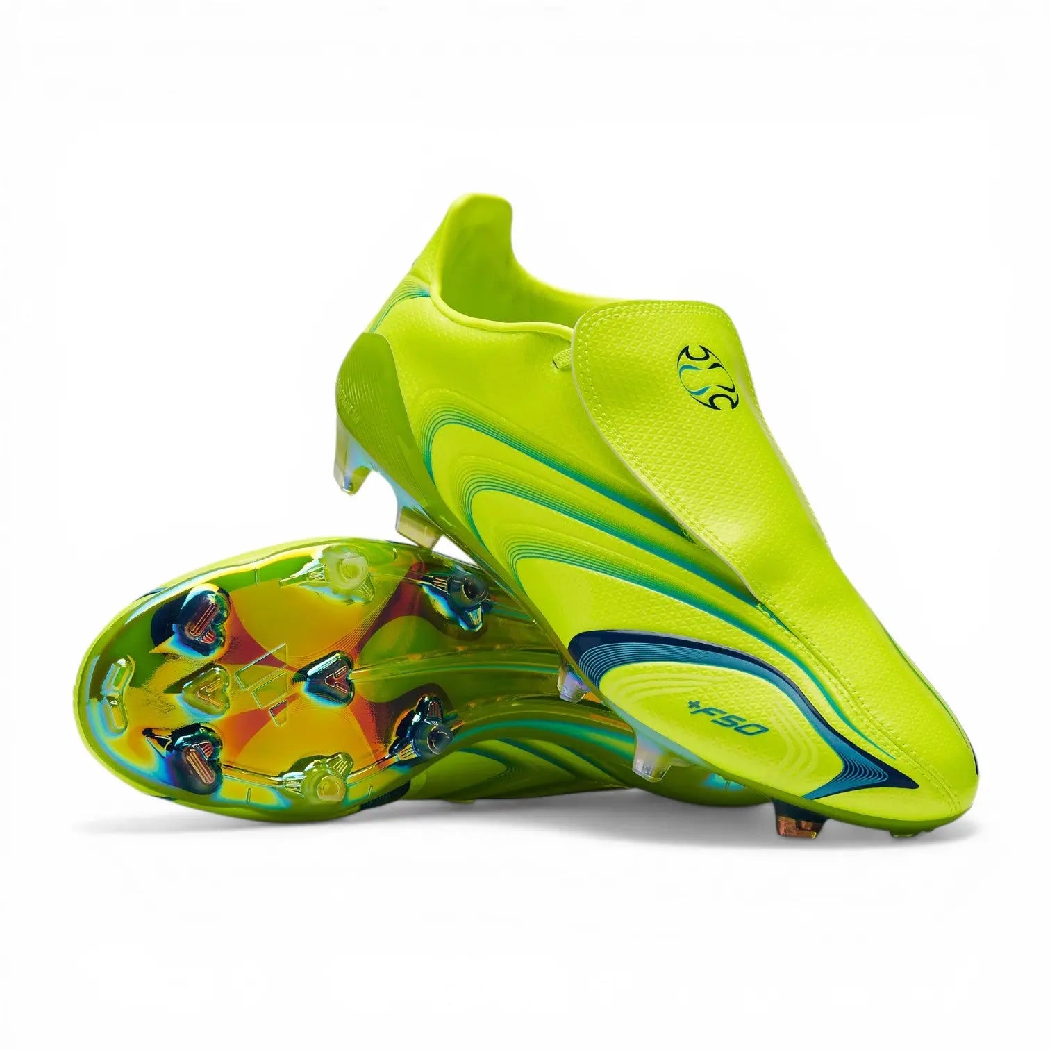 F50 Elite x Tunit FG - Citron Lucide/Team Bleu Royal/Aquamarine Lucide - Crampons Elite
