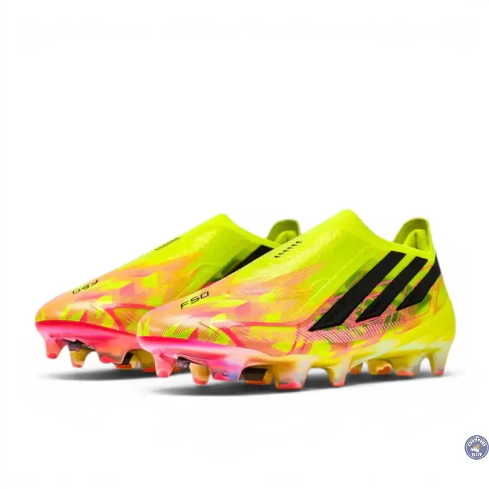 Image of Adidas F50 Hyperfast Elite Laceless FG Too Light - Jaune/Noir/Solar Turquoise ÉDITION LIMITÉE