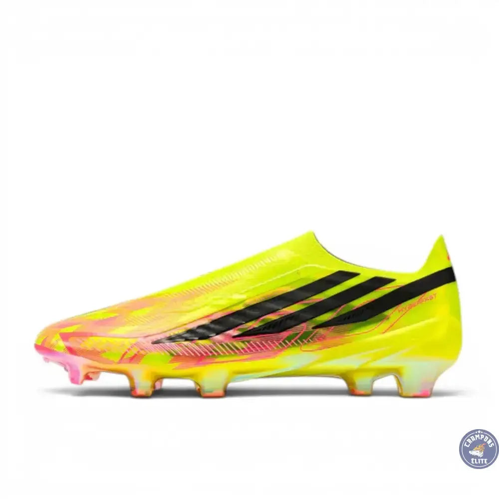Image of Adidas F50 Hyperfast Elite Laceless FG Too Light - Jaune/Noir/Solar Turquoise ÉDITION LIMITÉE