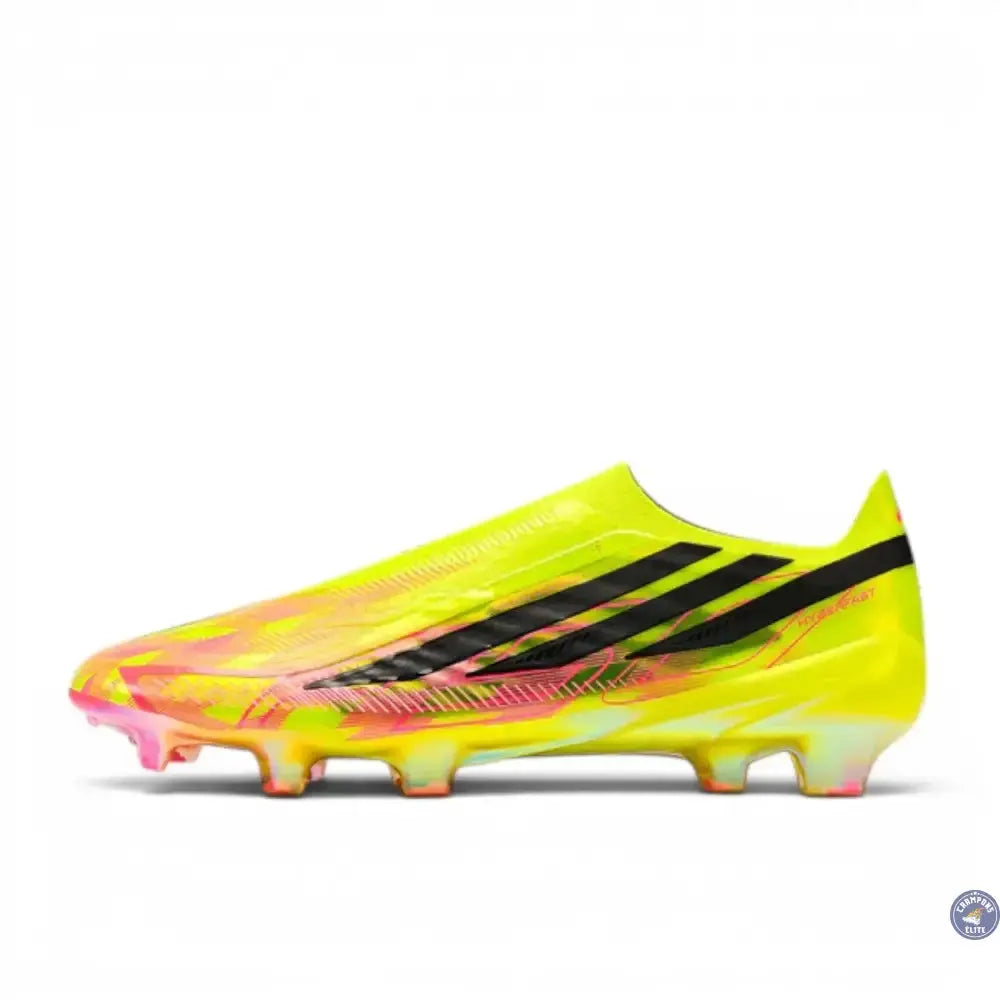 Image of Adidas F50 Hyperfast Elite Laceless FG Too Light - Jaune/Noir/Solar Turquoise ÉDITION LIMITÉE