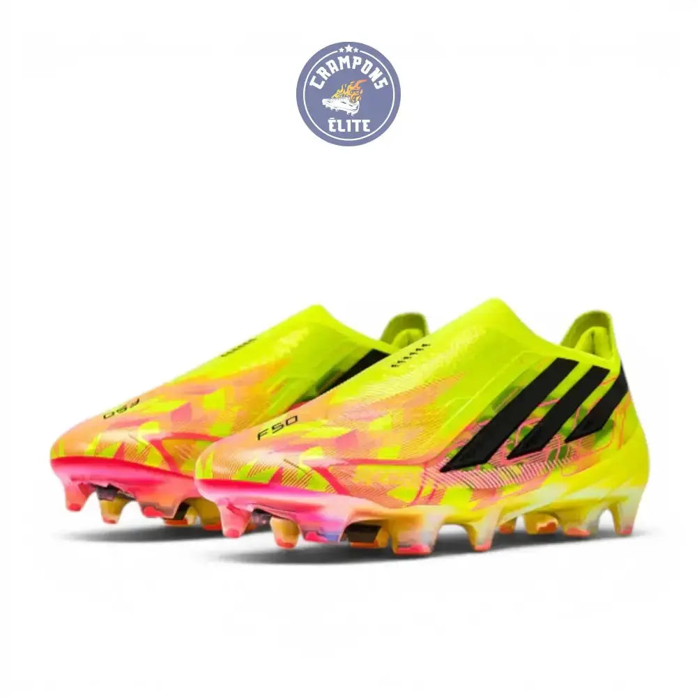 Image of Adidas F50 Hyperfast Elite Laceless FG Too Light - Jaune/Noir/Solar Turquoise ÉDITION LIMITÉE