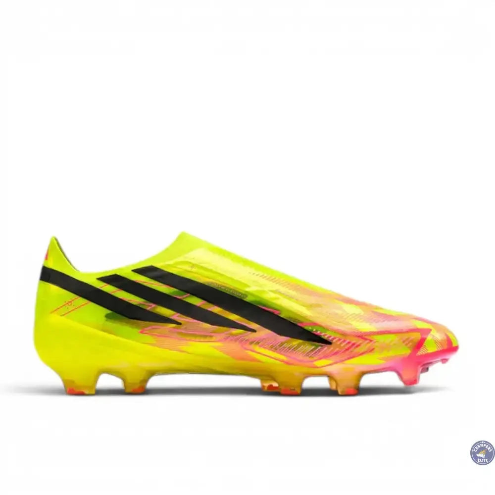 Image of Adidas F50 Hyperfast Elite Laceless FG Too Light - Jaune/Noir/Solar Turquoise ÉDITION LIMITÉE