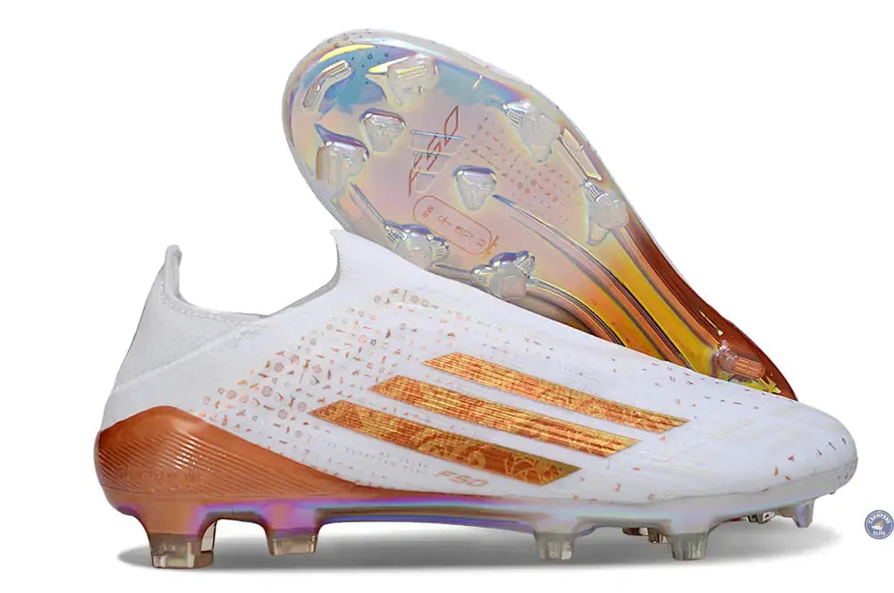 Image of F50 LACELESS ELITE FG x MOHAMED SALAH AFCON - BLANC/BRONZE ÉDITION LIMITÉE