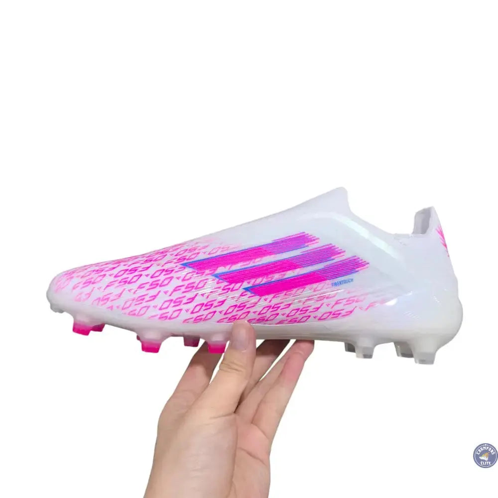 Image of F50 Laceless SPARKFUSION ELITE FG/AG TRINITY - BLANC/ROSE