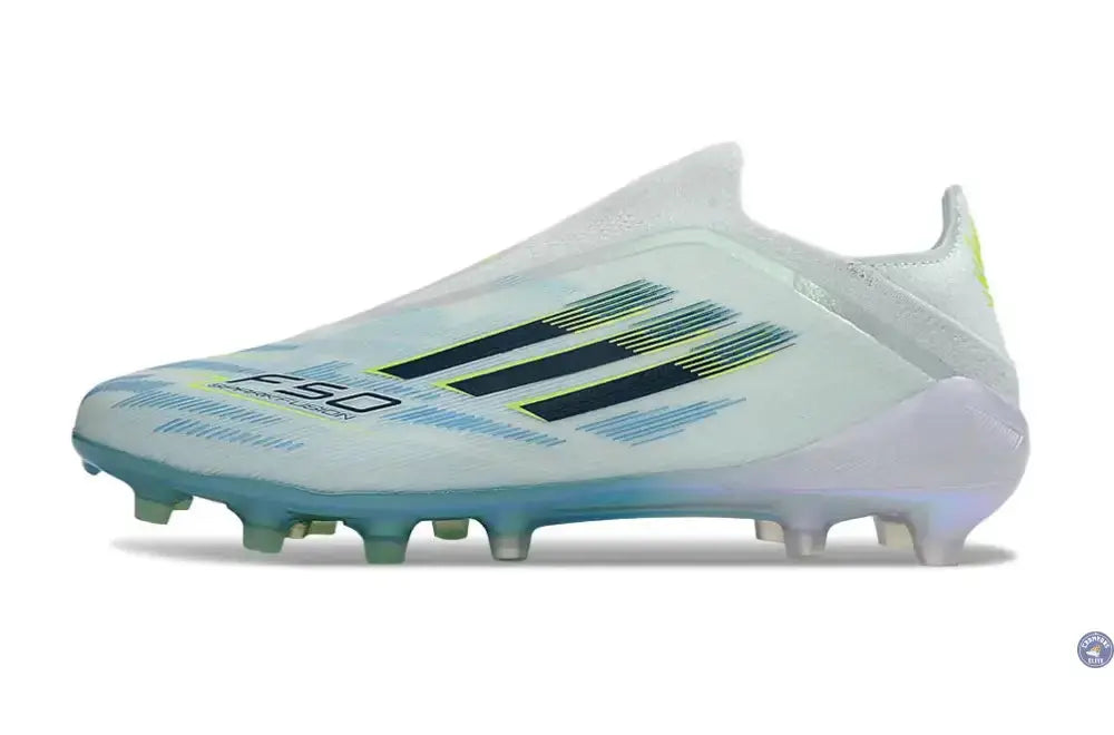 F50 Sparkfusion League Low Cut Laceless FG Ice Cold Precision – Almond Blue/Dune Pearl/Jaune Hi-Res