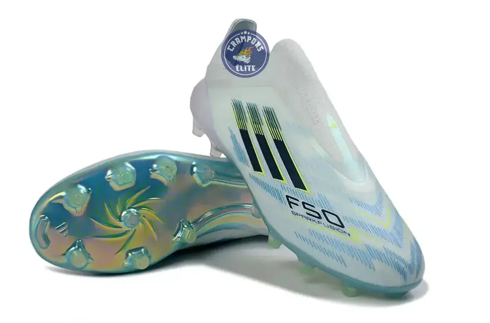 F50 Sparkfusion League Low Cut Laceless FG Ice Cold Precision – Almond Blue/Dune Pearl/Jaune Hi-Res