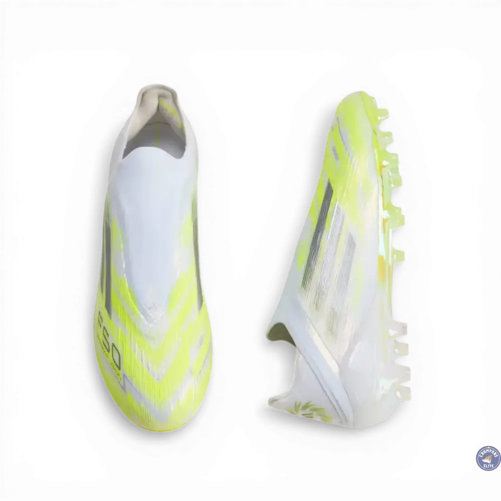 F50 Sparkfusion Low Cut Laceless FG - Blanc/Jaune Fluo