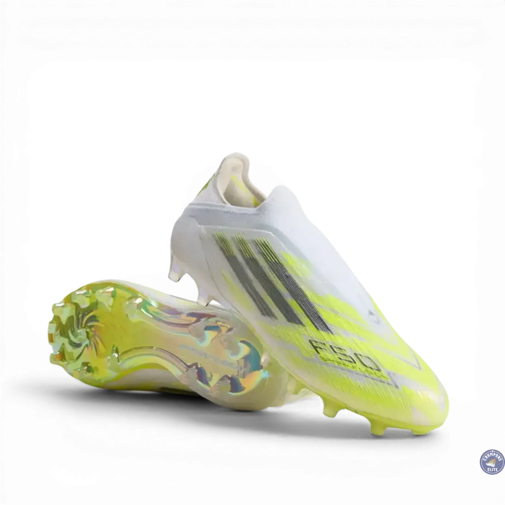 F50 Sparkfusion Low Cut Laceless FG - Blanc/Jaune Fluo