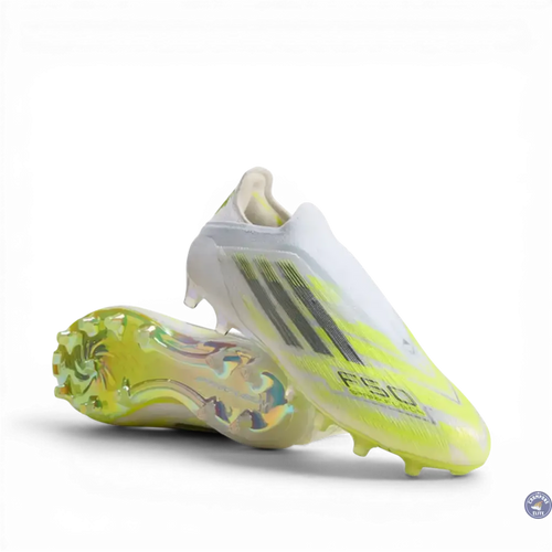 F50 Sparkfusion Low Cut Laceless FG - Blanc/Jaune Fluo