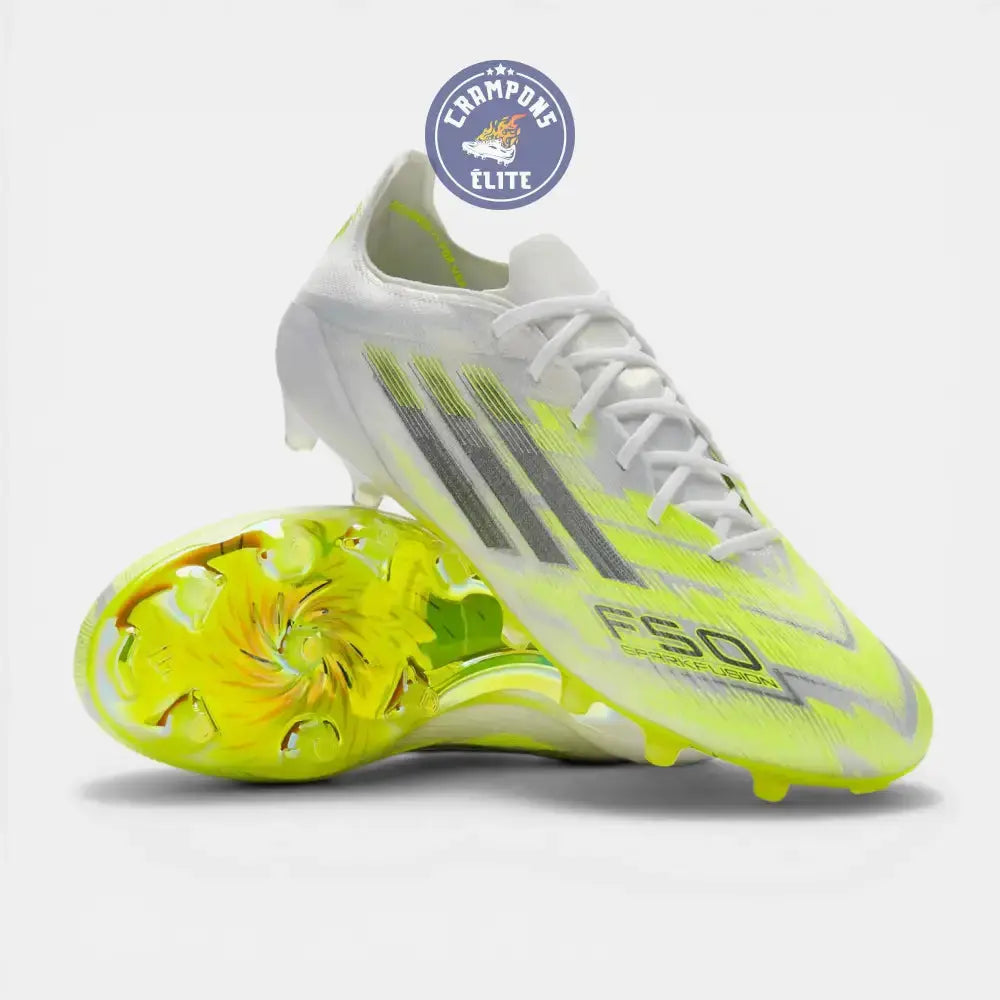 F50 Sparkfusion Low Cut Lacets FG - Blanc/Jaune Fluo
