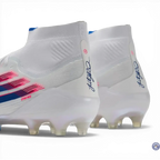 F50 Sparkfusion Mid Cut Lacets FG – Blanc/Bleu/Rouge