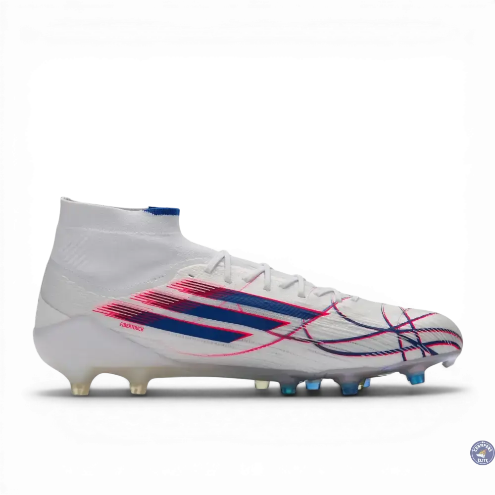Image of F50 Sparkfusion Mid Cut Lacets FG – Blanc/Bleu/Rouge