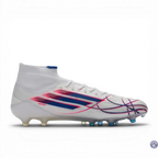F50 Sparkfusion Mid Cut Lacets FG – Blanc/Bleu/Rouge