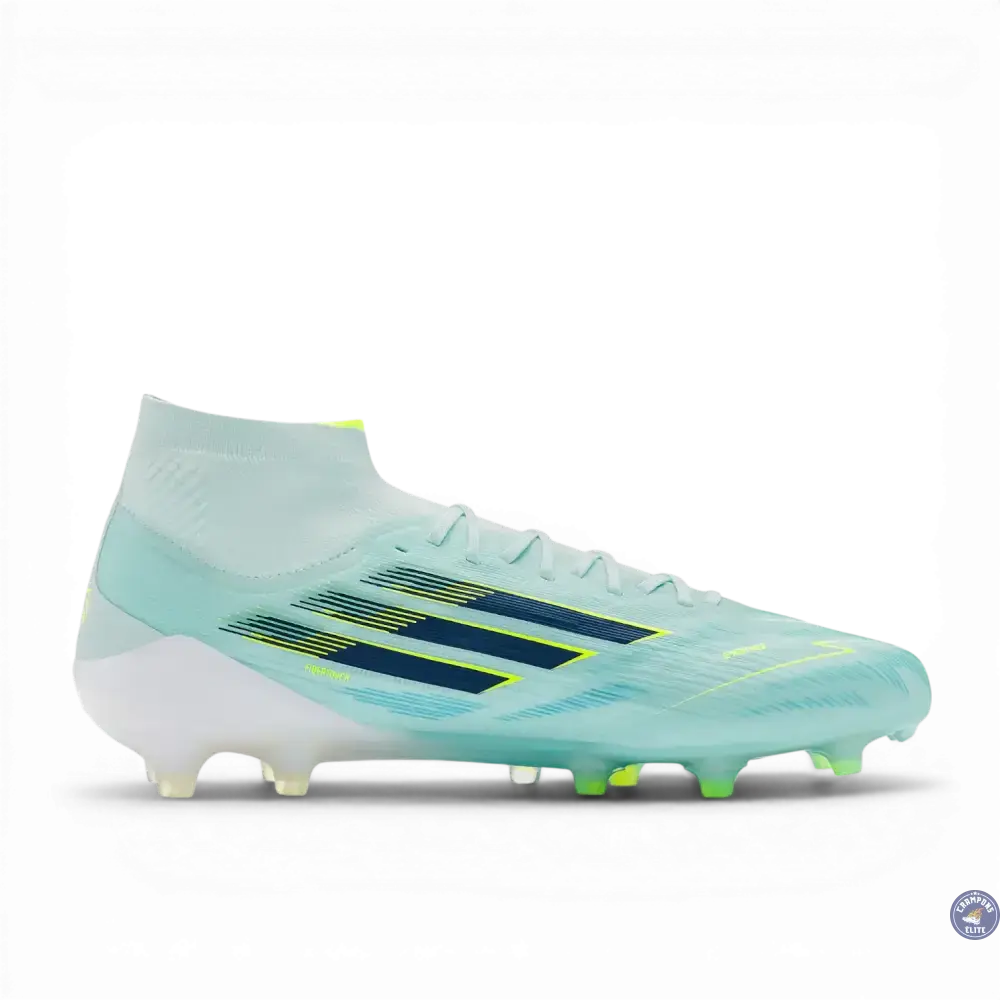 F50 Sparkfusion Mid Cut Lacets FG – Turquoise/Bleu Marine/Blanc