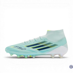 F50 Sparkfusion Mid Cut Lacets FG – Turquoise/Bleu Marine/Blanc