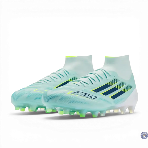 F50 Sparkfusion Mid Cut Lacets FG – Turquoise/Bleu Marine/Blanc