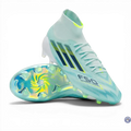 F50 Sparkfusion Mid Cut Lacets FG – Turquoise/Bleu Marine/Blanc