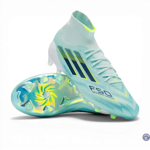 F50 Sparkfusion Mid Cut Lacets FG – Turquoise/Bleu Marine/Blanc