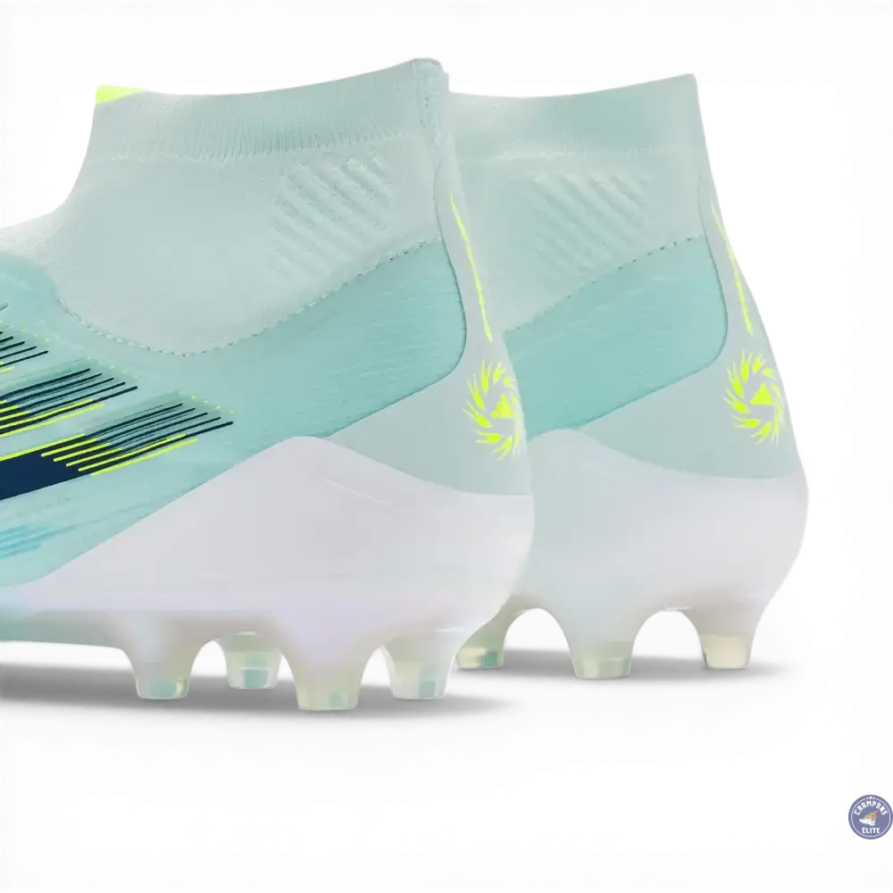 F50 Sparkfusion Mid Cut Lacets FG – Turquoise/Bleu Marine/Blanc