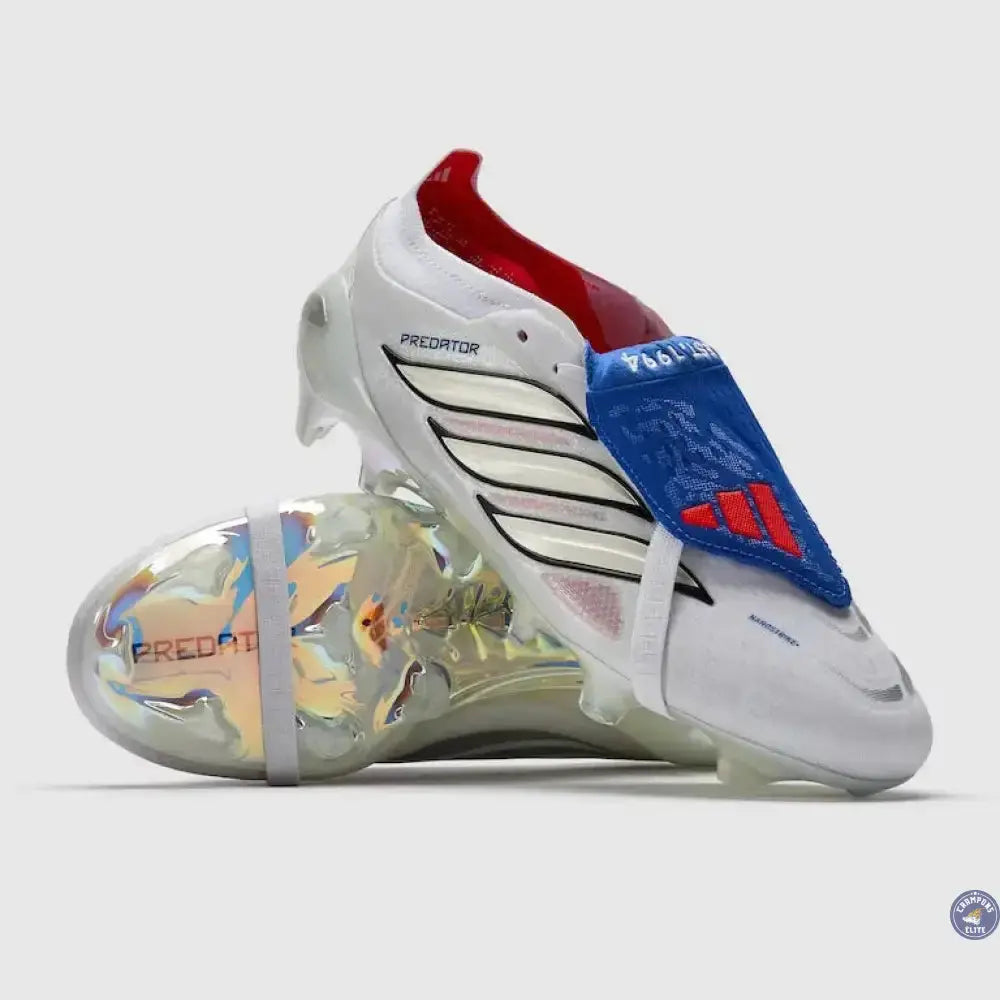 Image of PREDATOR 26 ELITE FOLD-OVER TONGUE FG JUDE BELLINGHAM - BLANC/BLEU/ROUGE