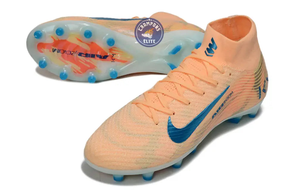 Image of Air Zoom Mercurial Superfly 10 AG Kylian Mbappe - Orange/Bleu turquoise