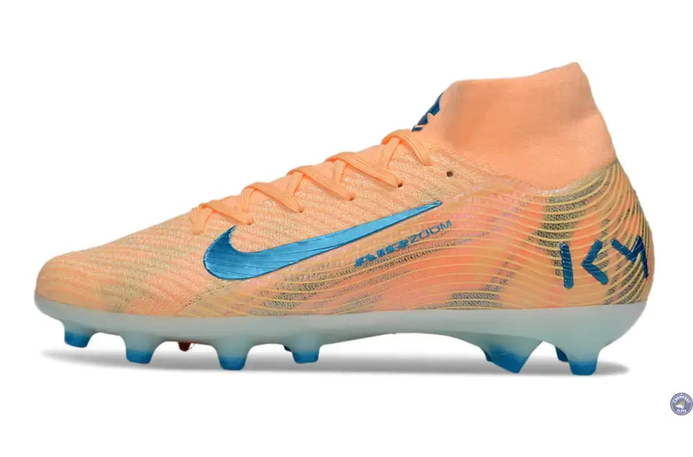 Image of Air Zoom Mercurial Superfly 10 AG Kylian Mbappe - Orange/Bleu turquoise