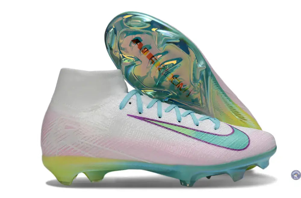 Nike Air Zoom Mercurial Superfly 10 FG - Blanc/Turquoise/Rose/Jaune Fluo