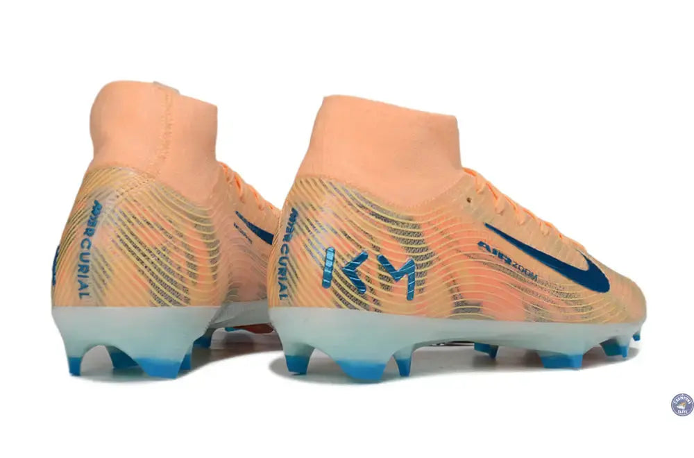 Image of Air Zoom Mercurial Superfly 10 FG Kylian Mbappe - Orange/Bleu turquoise