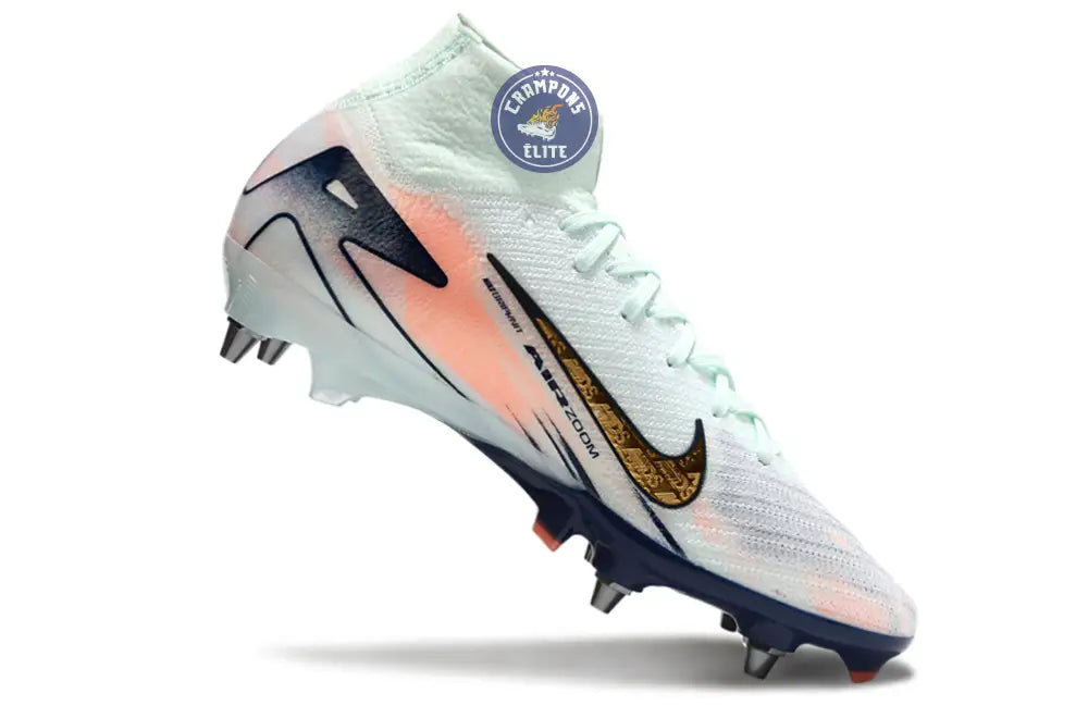 Image of Air Zoom Mercurial Superfly 10 SG - Bleu Turquoise/Bleu Marine/Orange/Doré