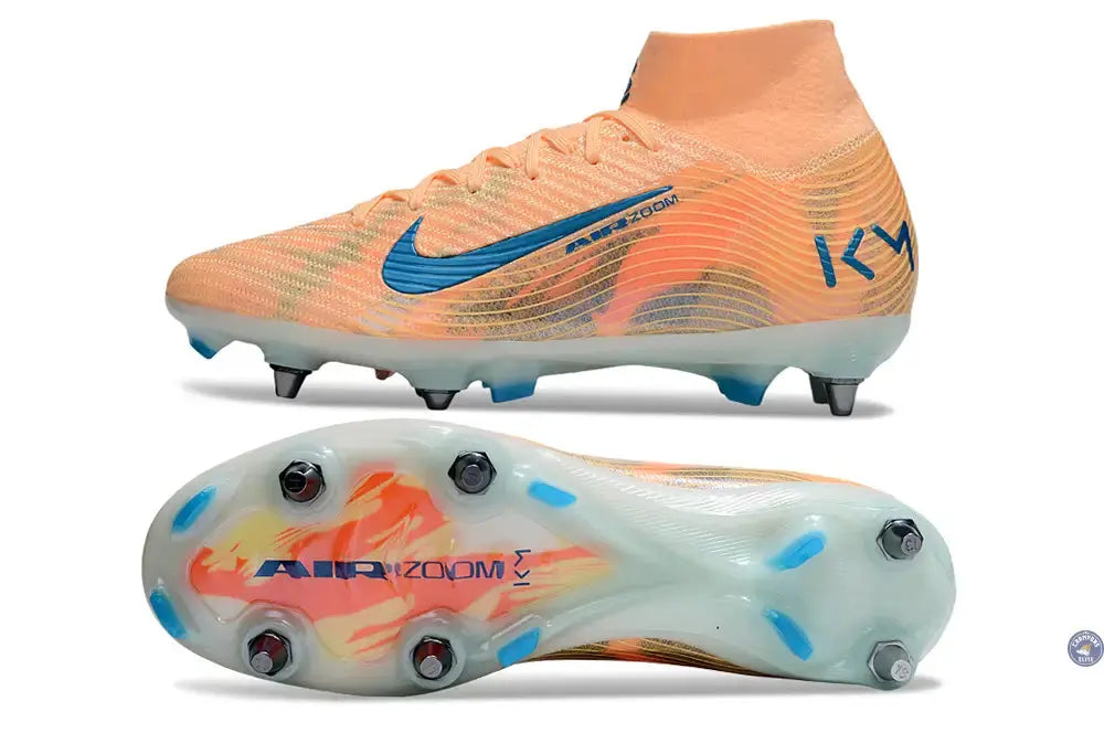 Image of Air Zoom Mercurial Superfly 10 SG Kylian Mbappe - Orange/Bleu turquoise SG