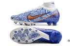 Air Zoom Mercurial Superfly 9 AG CR7 Personal Edition - Blanc/Cuivré/Bleu