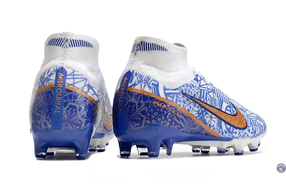 Air Zoom Mercurial Superfly 9 AG CR7 Personal Edition - Blanc/Cuivré/Bleu