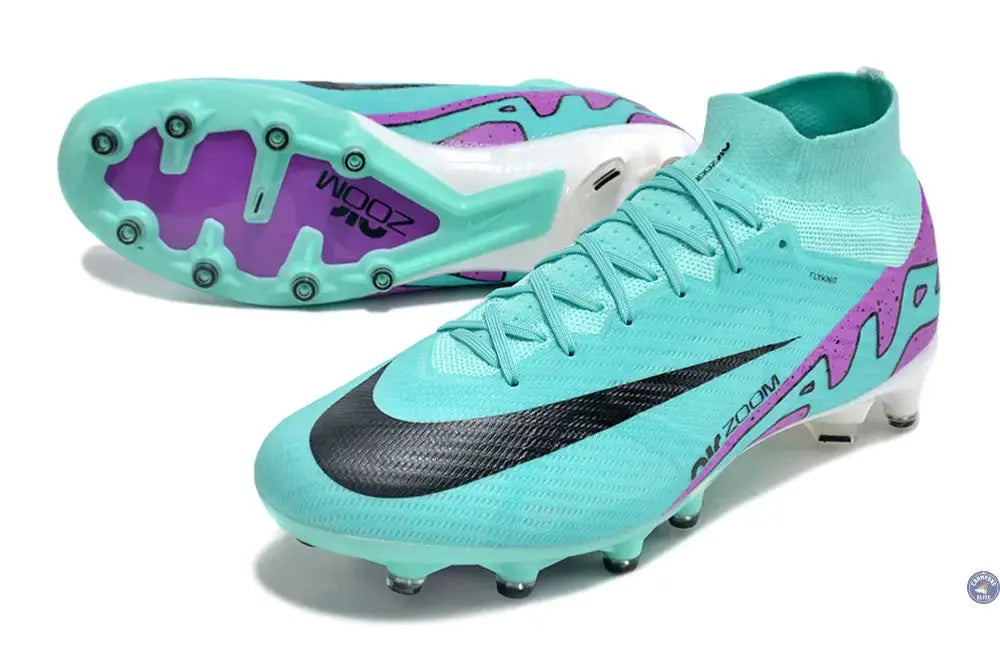 Image of Air Zoom Mercurial Superfly 9 AG Peak Ready - Turquoise/Rose/Noir/Blanc