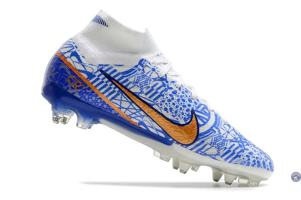 Air Zoom Mercurial Superfly 9 Anticlog SG CR7 Personal Edition - Blanc/Cuivré/Bleu