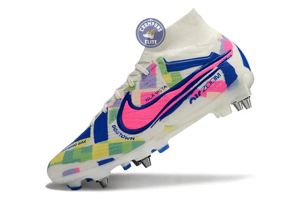 Image of Air Zoom Mercurial Superfly 9 SG - Blanc/Vert/Bleu/Jaune/Rose