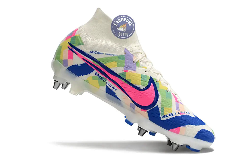 Image of Air Zoom Mercurial Superfly 9 SG - Blanc/Vert/Bleu/Jaune/Rose