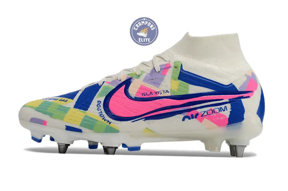 Image of Air Zoom Mercurial Superfly 9 SG - Blanc/Vert/Bleu/Jaune/Rose