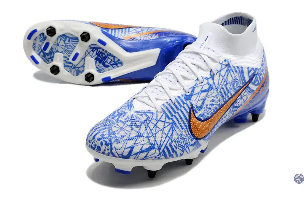 Image of Air Zoom Mercurial Superfly 9 SG-PRO CR7 Personal Edition - Blanc/Cuivré/Bleu
