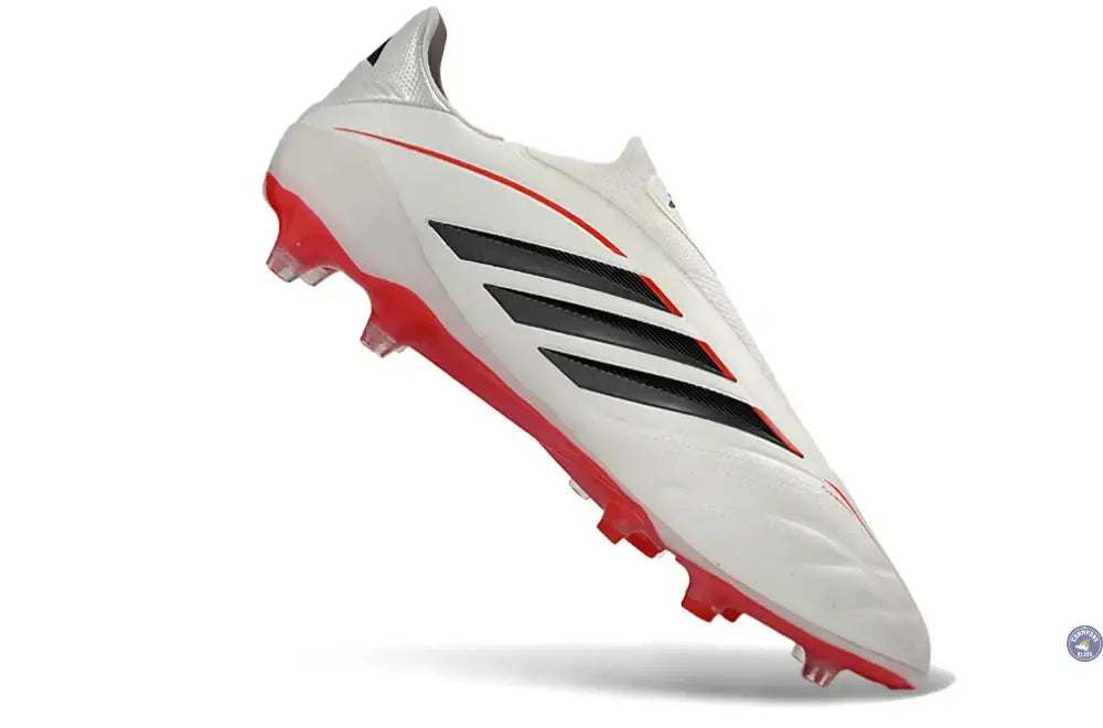 Image of COPA PURE 4 LACELESS ELITE FG BORN FOR GOALS - BLANC/ARGENTÉ/NOIR/LUCID RED - Crampons Elite