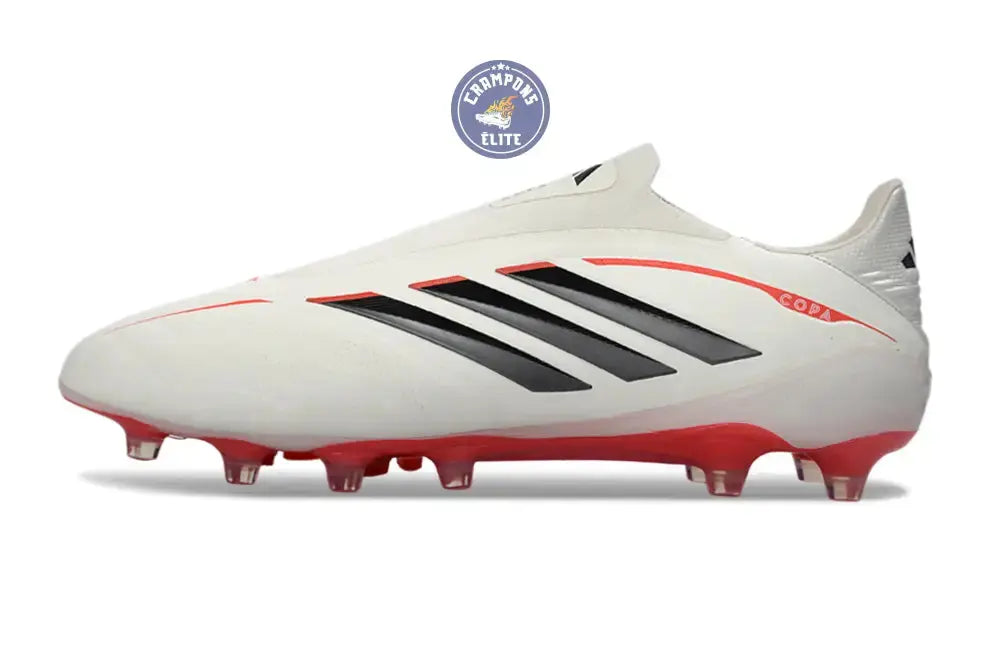 Image of COPA PURE 4 LACELESS ELITE FG BORN FOR GOALS - BLANC/ARGENTÉ/NOIR/LUCID RED - Crampons Elite