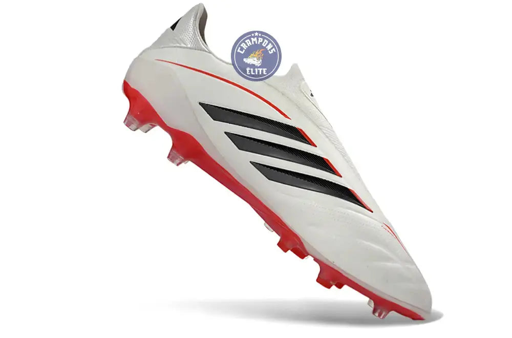 Image of COPA PURE 4 LACELESS ELITE FG BORN FOR GOALS - BLANC/ARGENTÉ/NOIR/LUCID RED - Crampons Elite