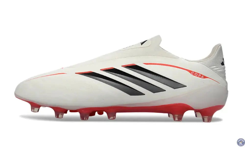 Image of COPA PURE 4 LACELESS ELITE FG BORN FOR GOALS - BLANC/ARGENTÉ/NOIR/LUCID RED - Crampons Elite