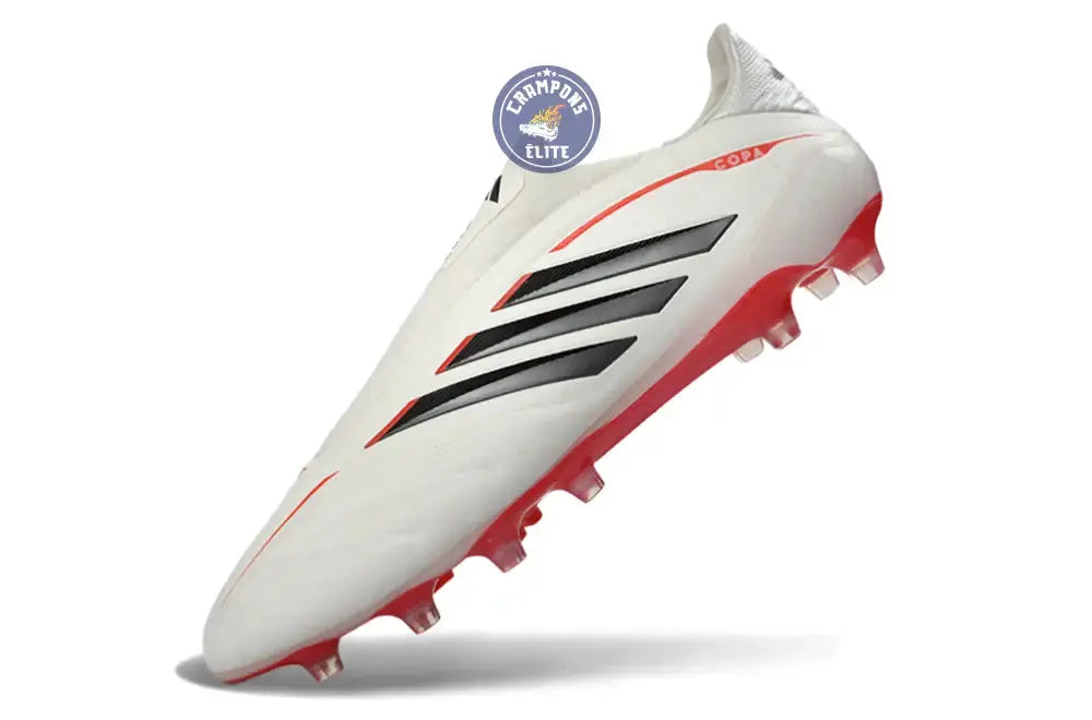 Image of COPA PURE 4 LACELESS ELITE FG BORN FOR GOALS - BLANC/ARGENTÉ/NOIR/LUCID RED - Crampons Elite