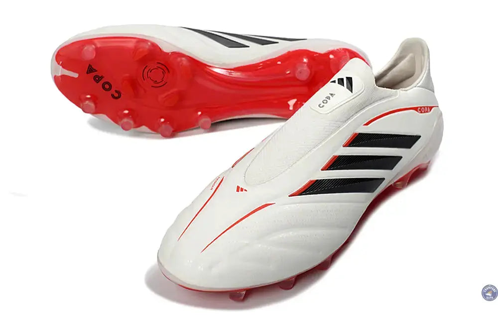 Image of COPA PURE 4 LACELESS ELITE FG BORN FOR GOALS - BLANC/ARGENTÉ/NOIR/LUCID RED - Crampons Elite