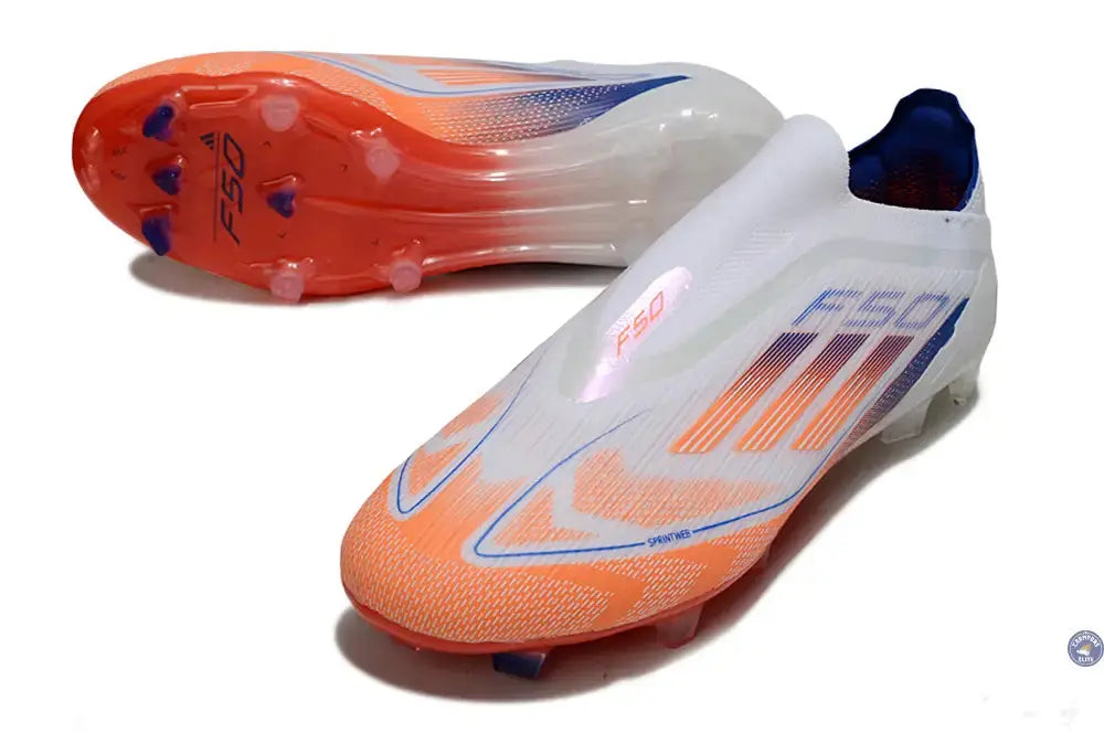 Image of F50 Elite Laceless FG - Blanc/Orange/Bleu