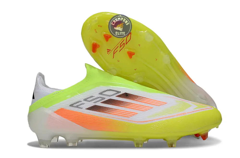 Image of F50 Elite Laceless FG - Blanc/Orange/Vert/Jaune