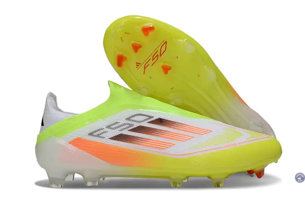 Image of F50 Elite Laceless FG - Blanc/Orange/Vert/Jaune