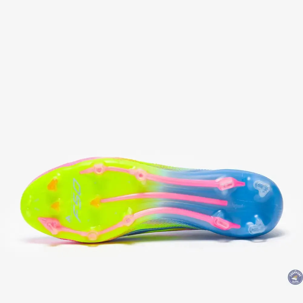 Image of F50 Elite Laceless FG Celestial Victory - Blue Fusion/Lucid Lemon/Lucid Pink