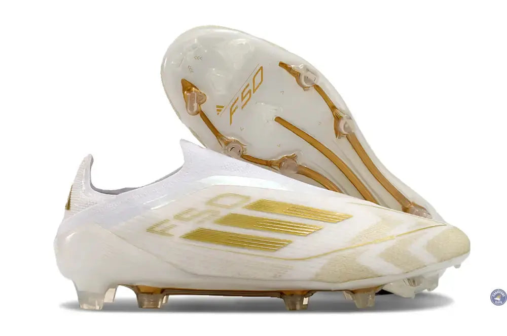 Image of F50 Elite Laceless FG Day Spark - Blanc/Doré/Blanc