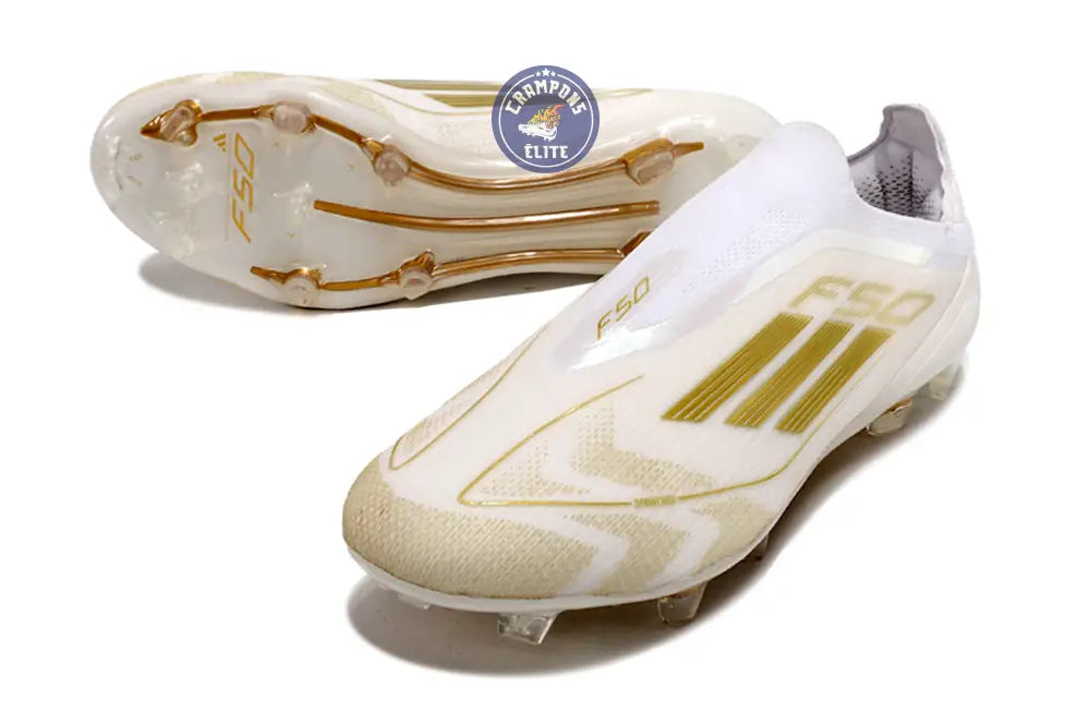 Image of F50 Elite Laceless FG Day Spark - Blanc/Doré/Blanc